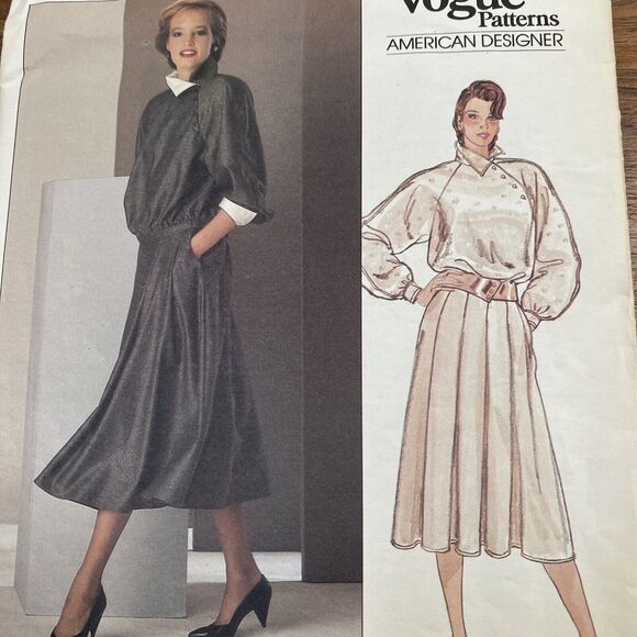 1980s Uncut VOGUE PATTERN 1229 Size 10 American Designer Top & Skirt by ADRI - Picture 5 of 9